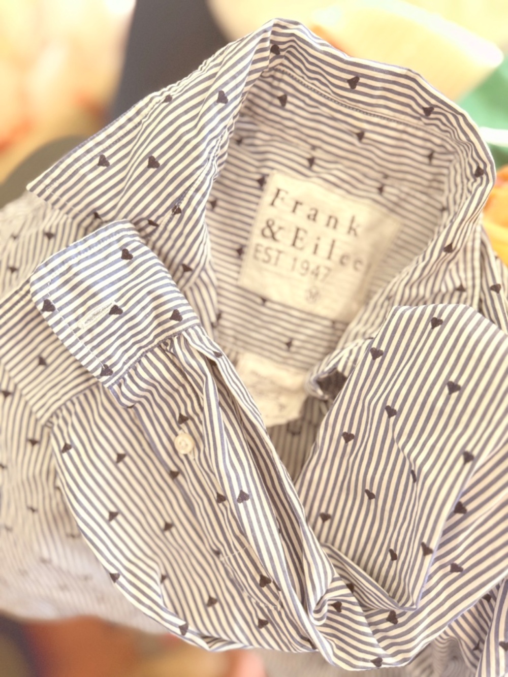 Frank & Eileen Frank Navy Hearts Striped Button Down M - Picture 11 of 11